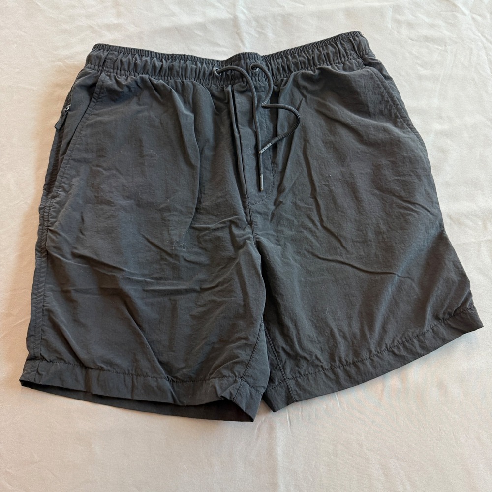 American Eagle Mens Black Nylon Shorts Lined Zip Pocket Small